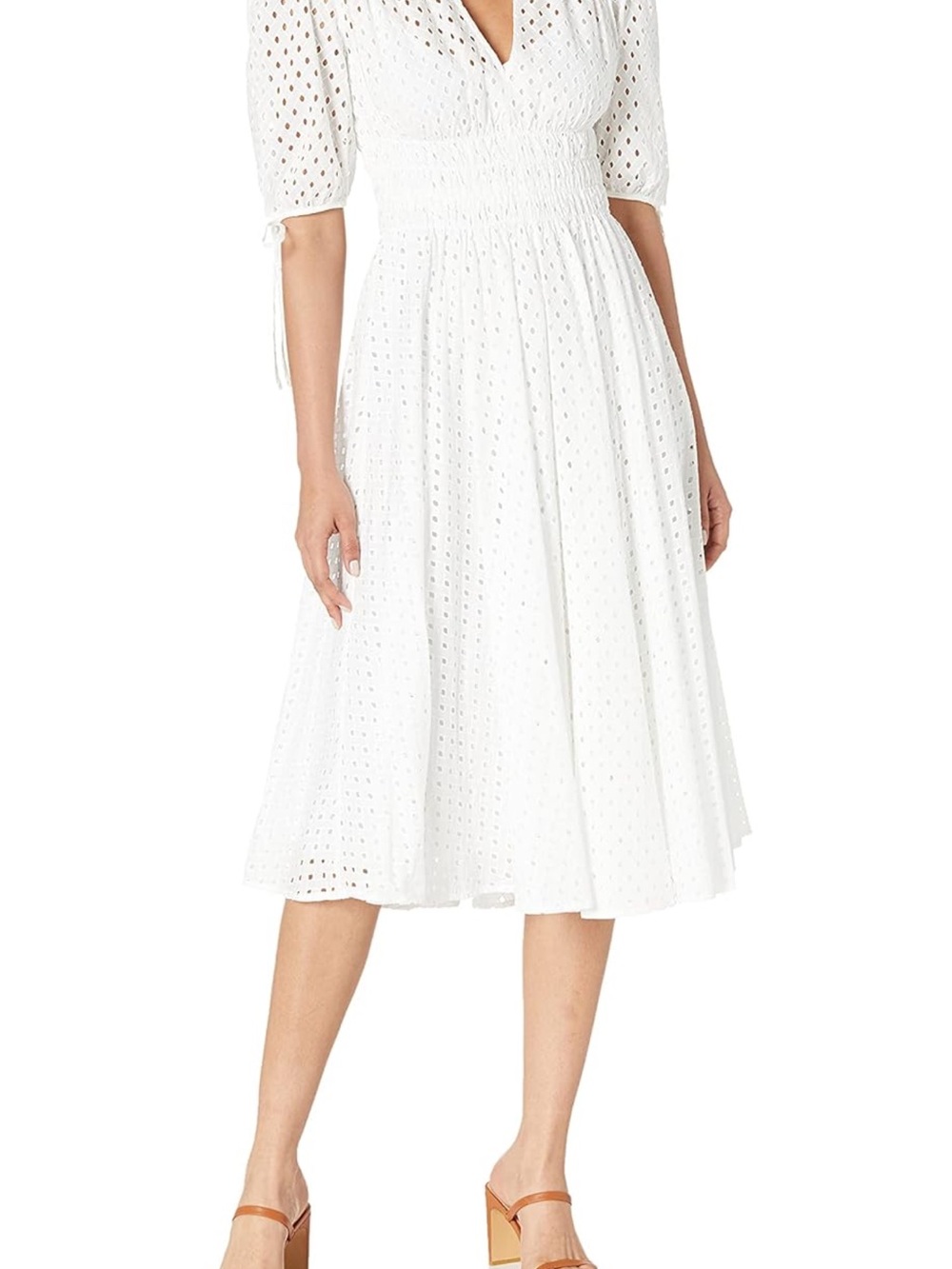 White Eyelet Midi Dress